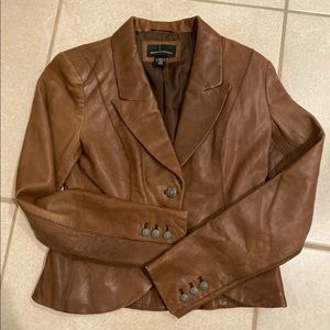 MODA International Genuine Leather Brown Jacket XS